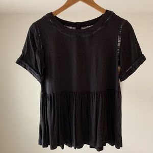 Loft Peplum Button Back Blouse in Gray